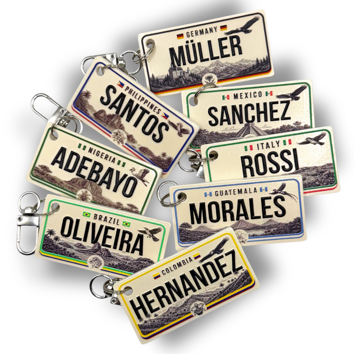 Personalized Country License Plate Keychain