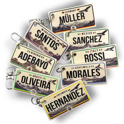 Personalized Country License Plate Keychain