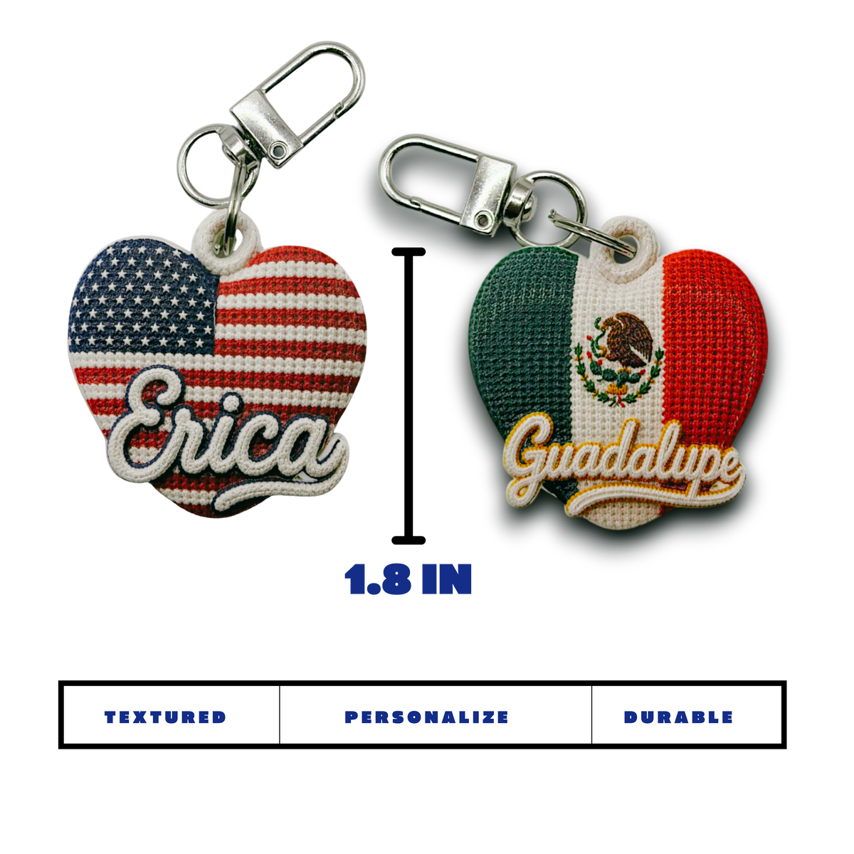 Personalized Crochet-Inspired Heart Keychain
