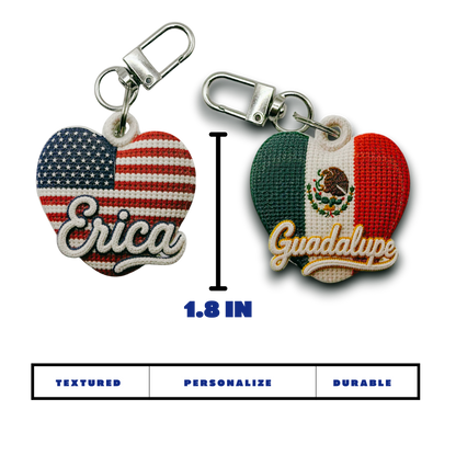 Personalized Crochet-Inspired Heart Keychain