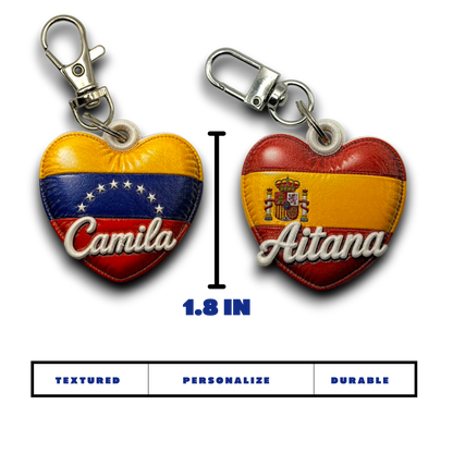 Personalized Pillow-Inspired Flag Heart Keychain