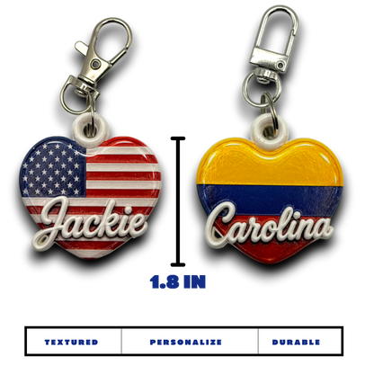 Personalized Flag Heart Keychain