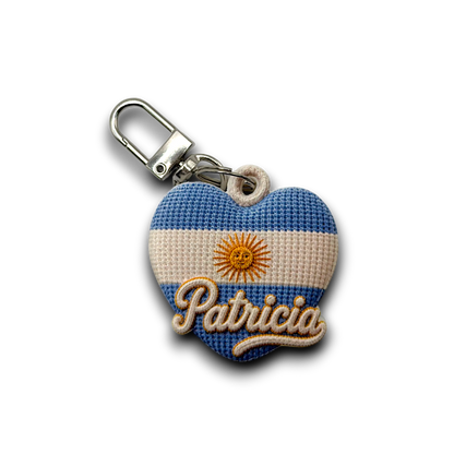 Personalized Crochet-Inspired Heart Keychain