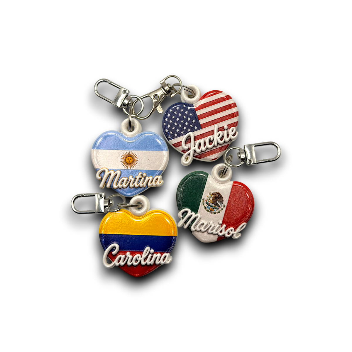 Personalized Flag Heart Keychain