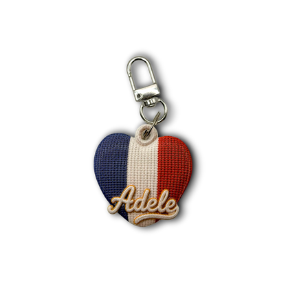 Personalized Crochet-Inspired Heart Keychain