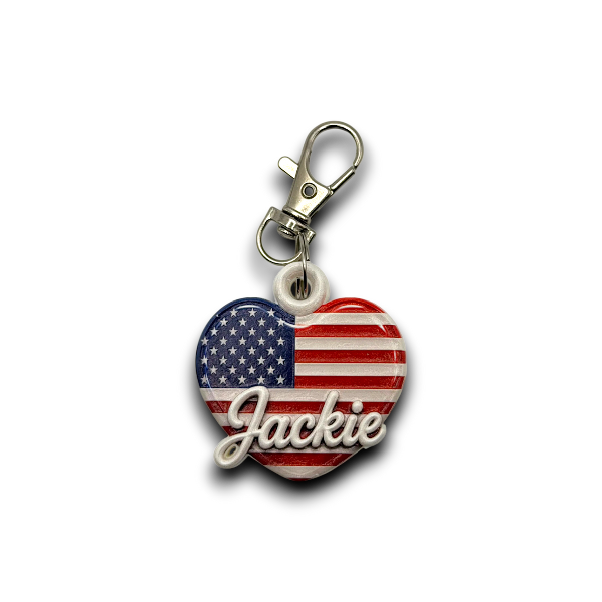 Personalized Flag Heart Keychain
