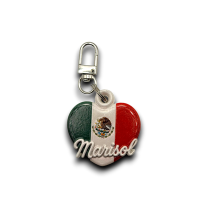 Personalized Flag Heart Keychain
