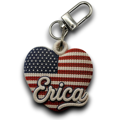 Personalized Crochet-Inspired Heart Keychain