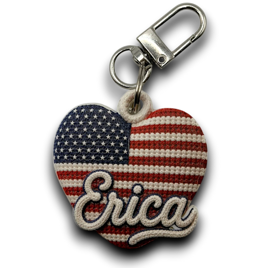 Personalized Crochet-Inspired Heart Keychain