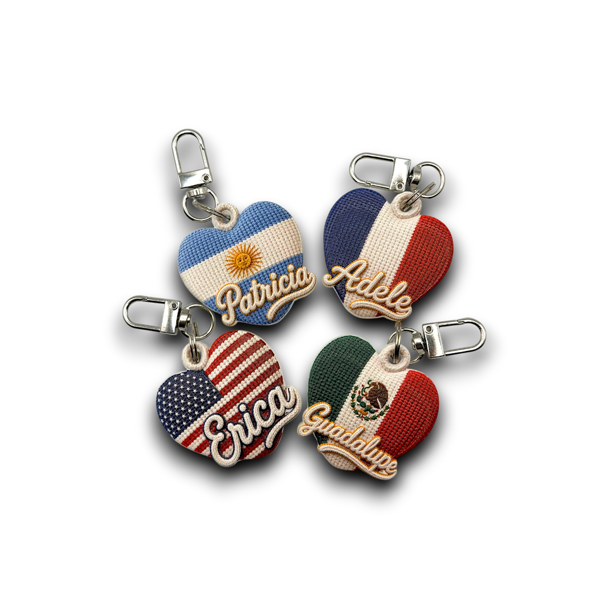 Personalized Crochet-Inspired Heart Keychain