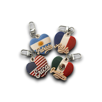 Personalized Crochet-Inspired Heart Keychain