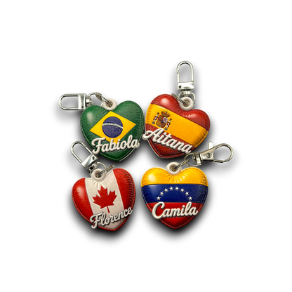 Personalized Pillow-Inspired Flag Heart Keychain